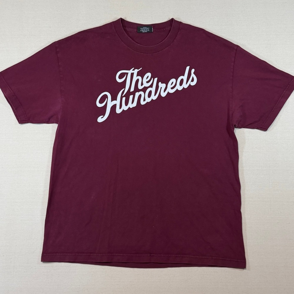 The Hundreds Mens XL Script Logo Graphic T-Shirt Burgundy Maroon Streetwear